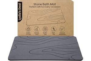 Lydia's Deal Stone Bath Mat - Diatomaceous Earth Shower Mat, Non-Slip Super Absorbent Quick Drying Diatomite Stone Bath Mats for Bathroom Floor Mat, Natural, Easy to Clean 23.6” * 15.4“ Gray