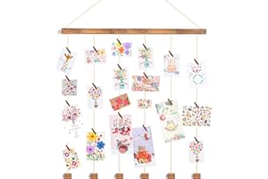 NIUBEST Wooden Hanging Photo Display Pictures Holders with 30 Clips,Picture Collage Frames for Wall,Suitable for Home Office Nursery Bedroom Room Dorm