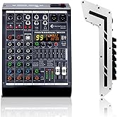 SonixForce 4 Channel Audio Mixer, 99 DSP Effects Sound Board Console | 4 Channel DJ Mixer for Recording &amp; Streaming, USB Drive, Media Playback, PC Audio Interface, EQ Control, 48V Phantom Power