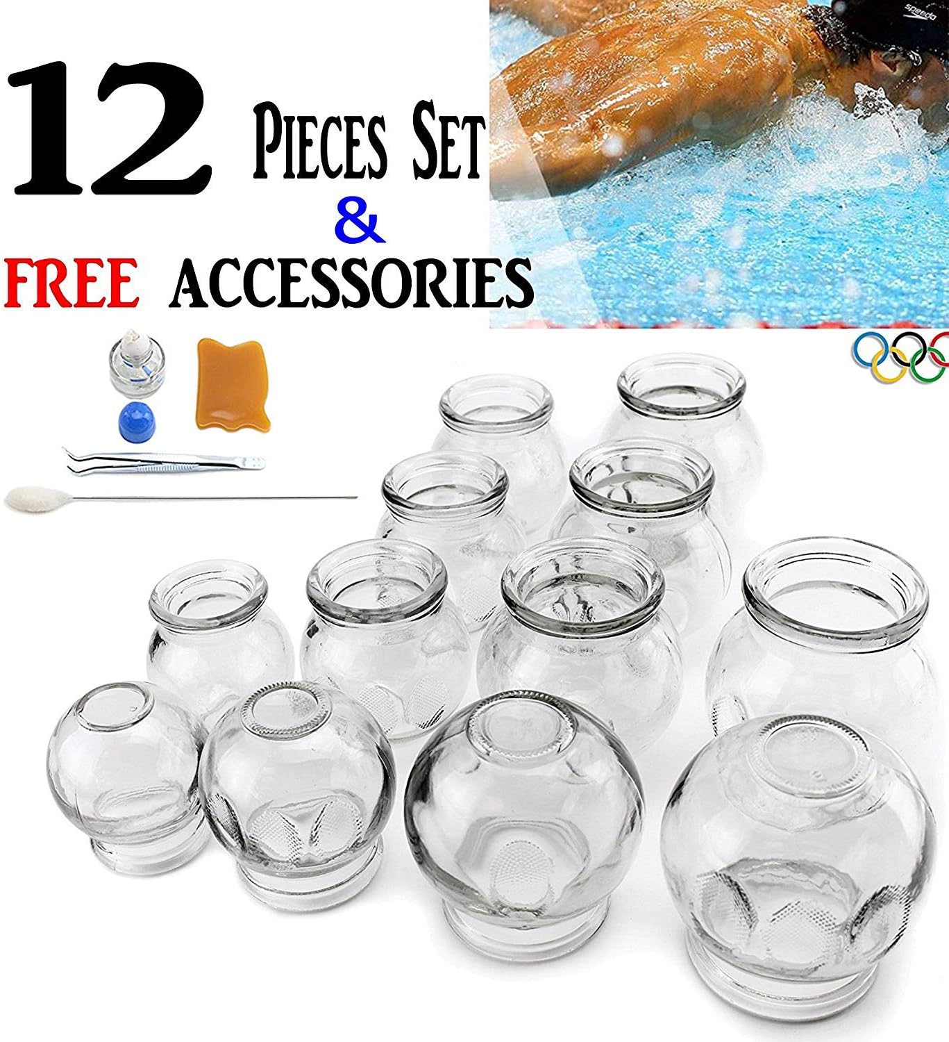 拔罐 12 pcs Thick Glass Cupping Set for Professionals (2 Cups #5~2.87"x4"x3.5") (4 Cups #4~2.5"x3.5"x3") (4 Cups #3~2.25"x3.12"x2.8") (2 Cups #2~2.37"x3"x2") - We Pay Your Sales Tax: Health & Personal Care