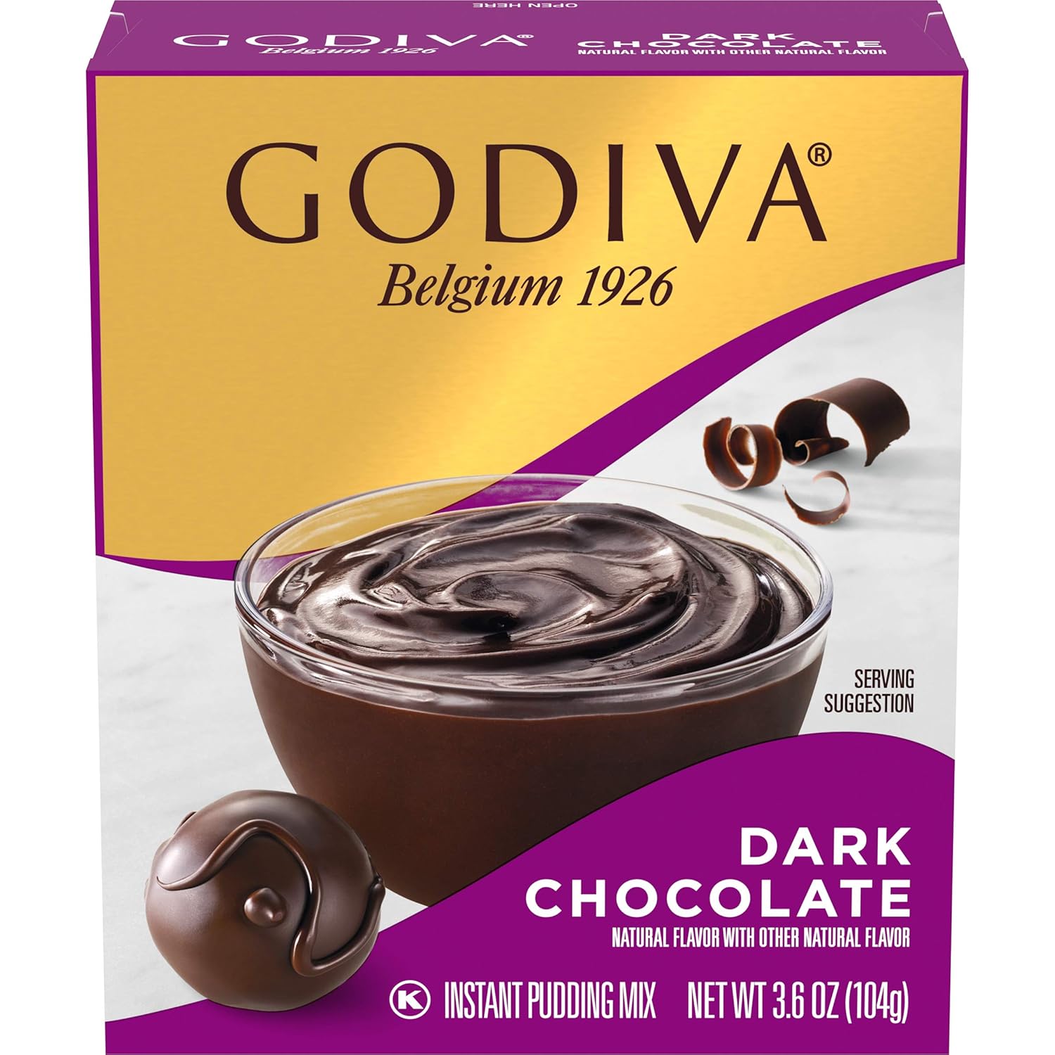 Godiva Dark Chocolate Instant Pudding Mix (3.7 oz Boxes, Pack of 14)