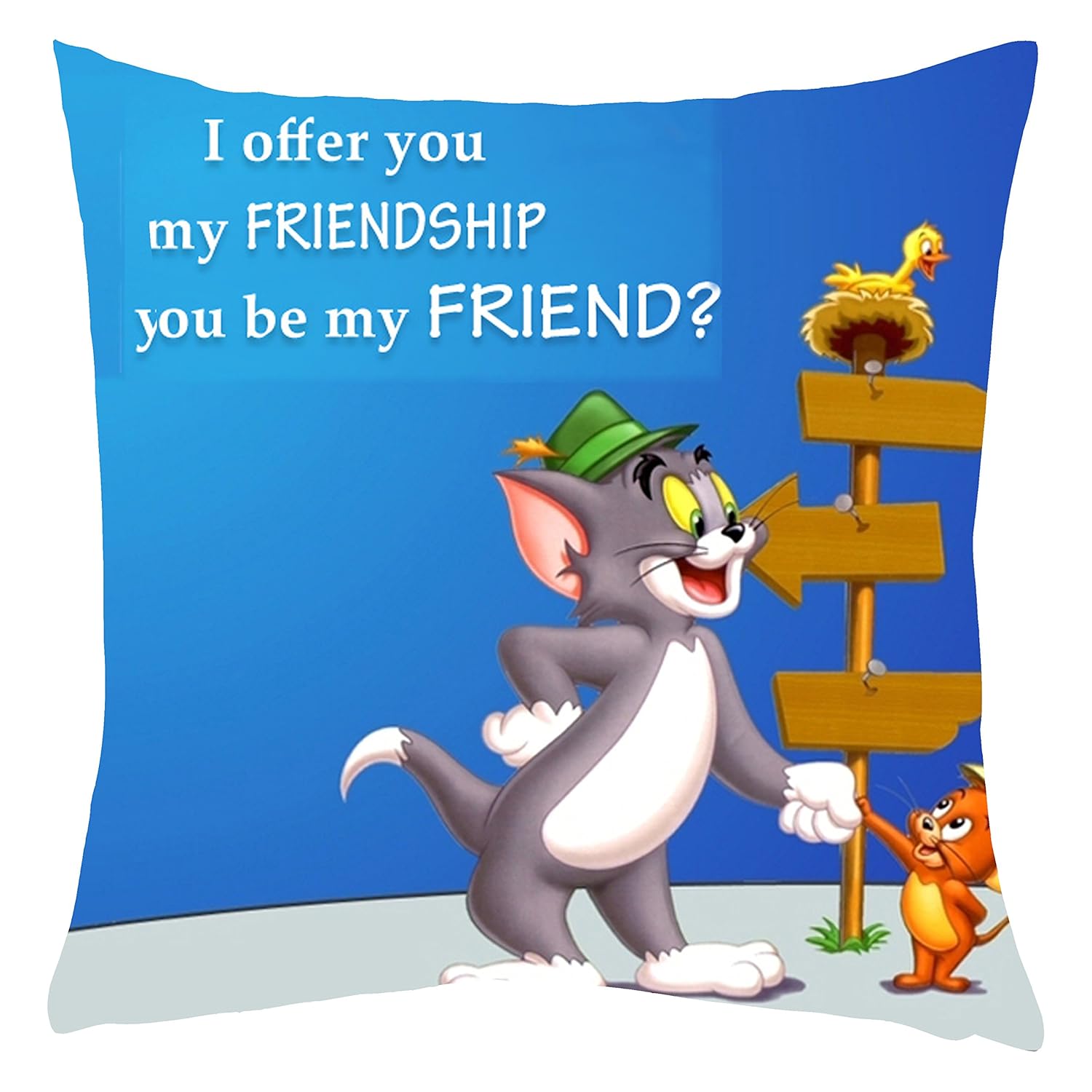Buy Pix Art Tom And Jerry Offering Friendship Printed Cushion Size