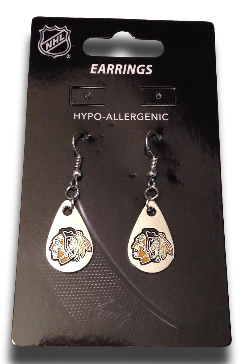 NHL Licensed Silver Tone Tear Drop Dangle Earrings