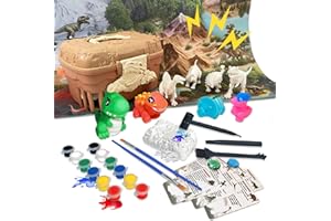 TALGIC Dinosaur Painting Kit for Kids 3-8 with 8 Figurines & Jungle Map, Arts Craft Sets in Dinosaur Storage Box Arts & Crafts Toys for 3-8 Year Olds, Popular Arts Crafts for Boys Ages 3-8