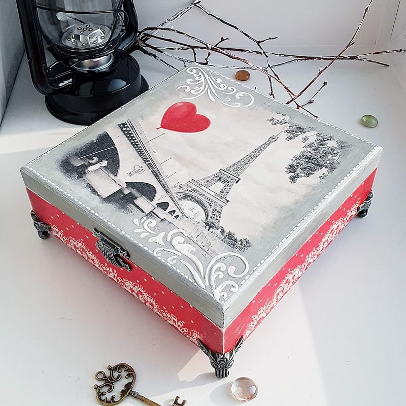 Paris wooden jewelry box Eiffel Tower box France theme