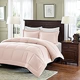 Madison ParkSarasota All Season Microcell Down Alternative Box Quilted Comforter Mini Set, Full/Queen, Blush, Model:MP10-4308
