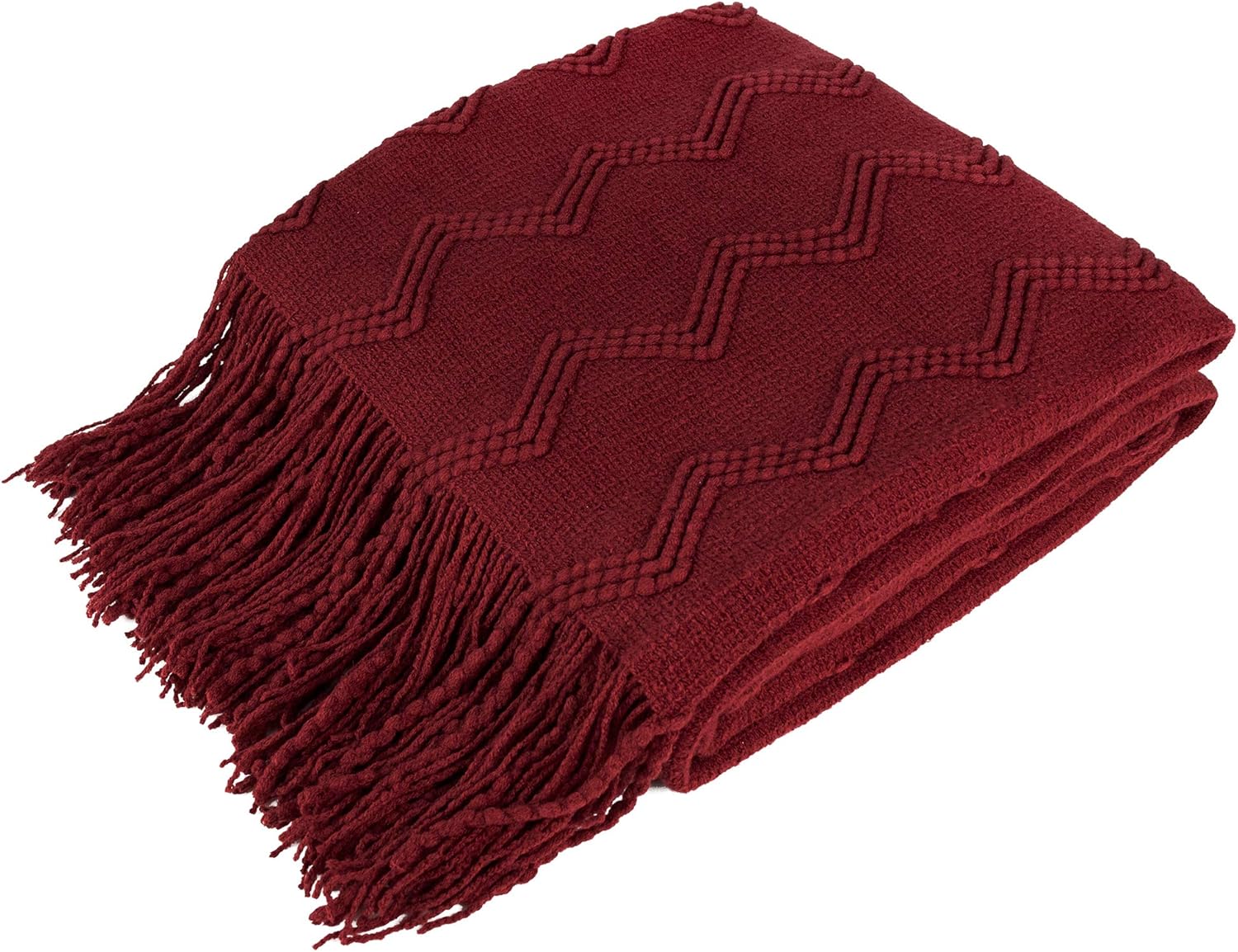 PAVILIA Knitted Throw Blanket with Fringe Decorative