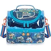 YOYTOO Kids Double Decker Cooler Insulated Lunch Bag, Back to School Large Meal Tote for Boys, Girls, Men, Women, with Adjustable Strap, Racing