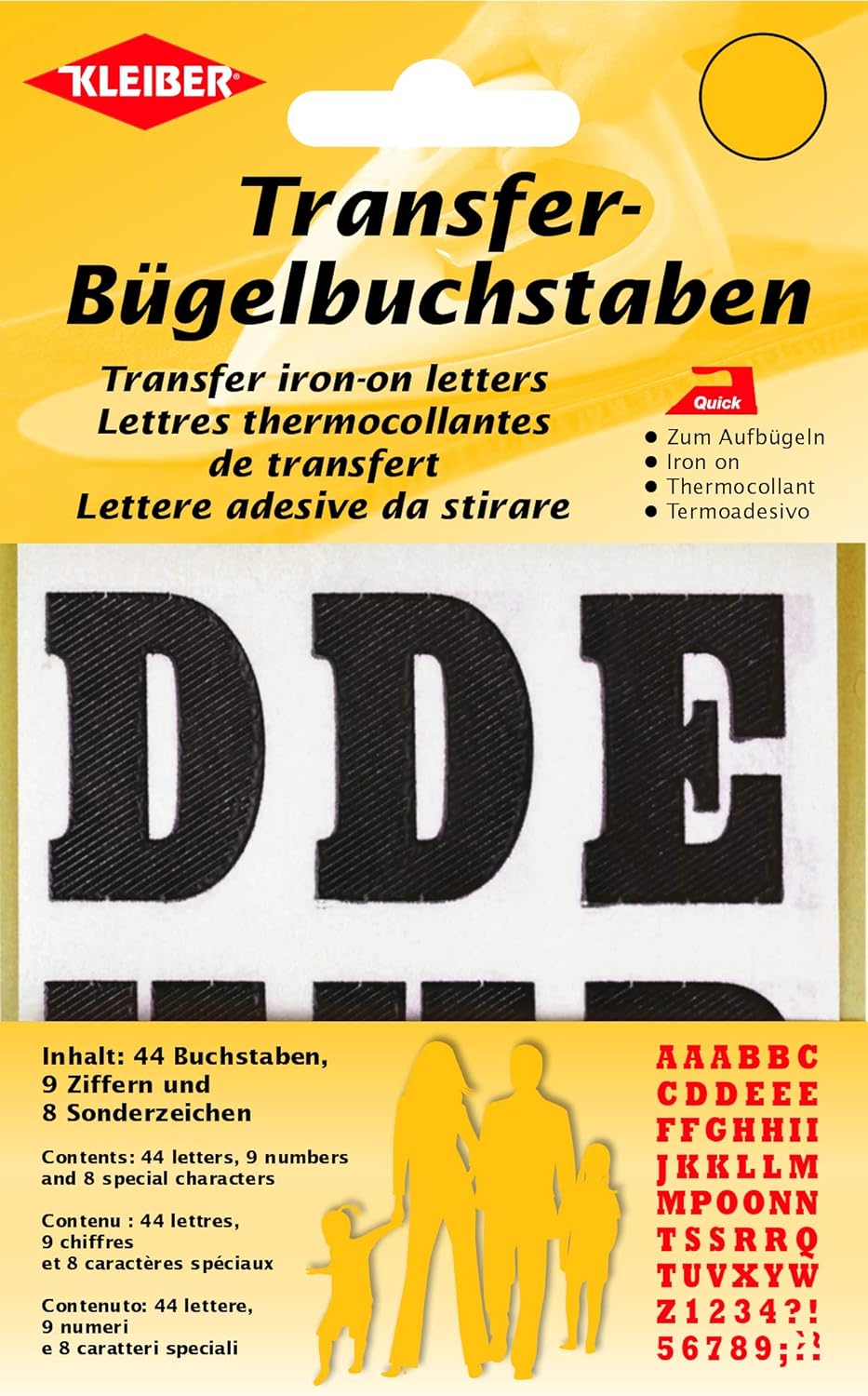 Kleiber Iron on letters and numbers, Black, 3.5cm x 2.5 cm