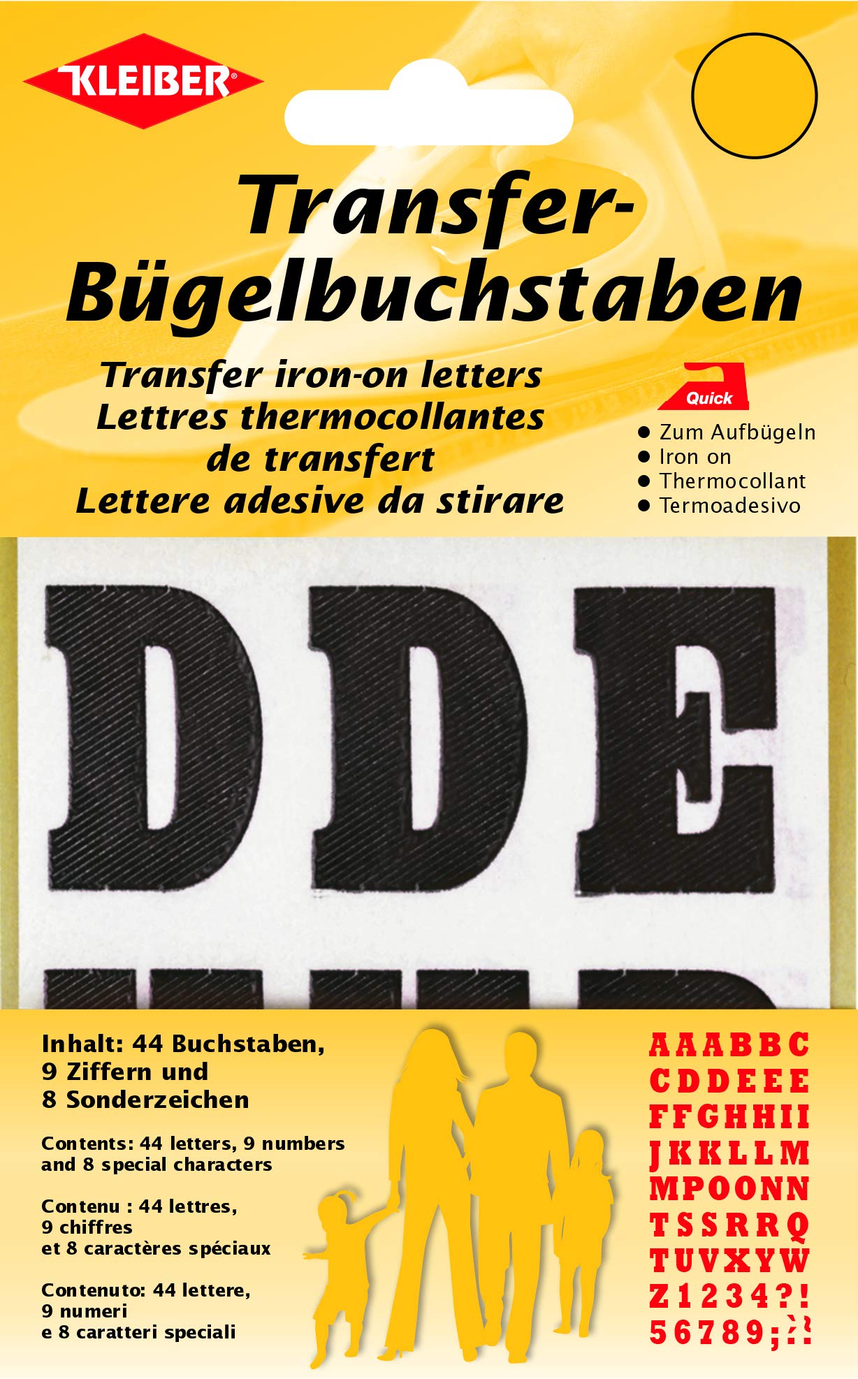 Kleiber Iron on letters and numbers, Black, 3.5cm x 2.5 cm