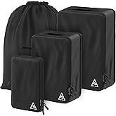 Well Traveled 4 pcs Compression Packing Bags Cubes Set with HybridMax Double-Capacity Design - Packing Cubes for Travel Compression to Maximize Limited Luggage Space, Black