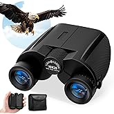 Leacco 10x25 Compact Binoculars for Adults and Kids, Large View Waterproof Small Binoculars with Low Light Vision BAK4 Prism FMC Lens for Cruise Ship Bird Watching Travel Hunting, Black