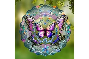 CAWALAP Wind Spinners Outdoor Butterfly - Birthday Gifts for Women Mom Wife Grandma, Hanging Wind Sculptures Wind Spinners, 12 inch 3D Wind Spinner for Garden Decor for Outside, Garden, Patio, Yard, Outdoor