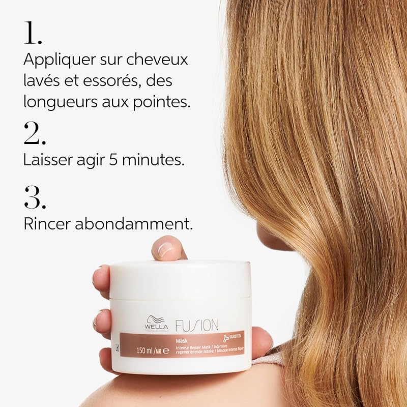 FUSION Masque Cheveux Réparation Intense - Nourrit, Démêle, Prévient la Casse & Apporte Brillance - Cheveux Secs et Abîmés 75ml