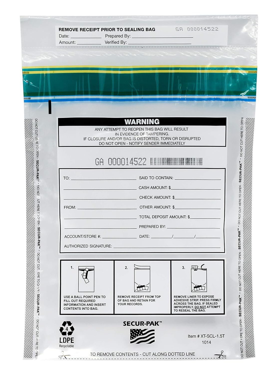 SecurPak Deposit Bags Pack of 100 Premium, Level 4 Security Tamper