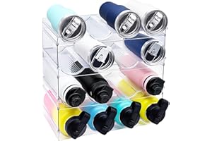 Spaclear 4 Pack Water Bottle Organizer, Stackable Kitchen Home Pantry Organization and Storage Shelf, Plastic Water Bottle Holder for Fridge Cabinet Organizer and Storage, Tumbler Mug Cup Organizer