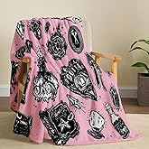 Caqqweiz Cute Pink Witchy Witch Throw Blanket Kids Flannel 60"x50" Blankets for Women Girls Gifts