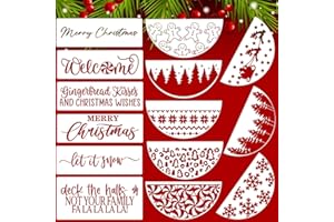 ZOSYLLEY Christmas Stencils for Painting on Wood 12” Christmas Doormat Stencil Xmas Holiday Stencils for Crafts Door Mats Porch Door Decor