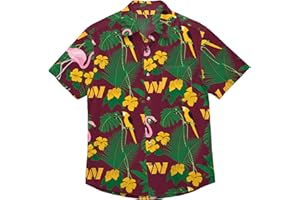 FOCO Men's NFL Team Logo Floral Aloha Tropical Floral Button Up Shirt