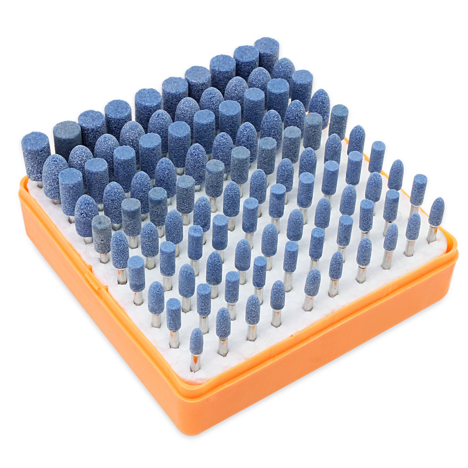 HSeaMall 100PCS Grinding Polishing Head Abrasive Stone Mandrel Mounted Buffing Polishing Head Multifunctional Grinding Buffing Point Polishing Accessories For Rotary Tools Blue color