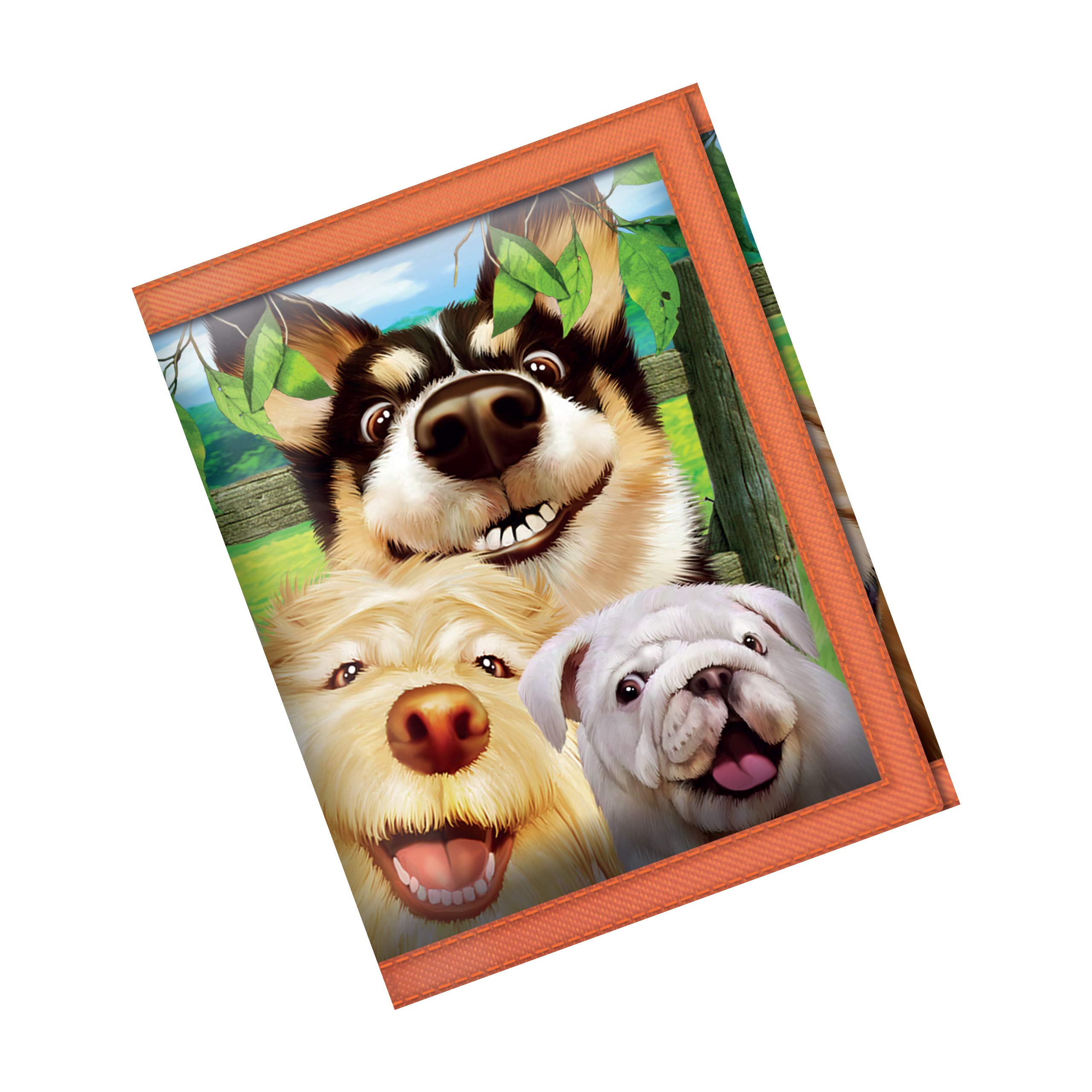 3D LiveLife Wallets - Canine Selfie from Deluxebase. Cool Lenticular Dog Trifold Wallet with Zipper, Coin Pocket, Keyring and Card Holder. Animal Themed Small Gifts for Men and Women.