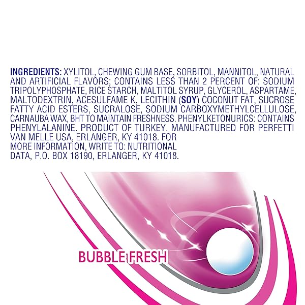 MENTOS ALWAYS WHITE BUBBLE FRESH SUGAR FREE GUM WITH XYLITOL SWEETENER, 100 COUNT BOTT
