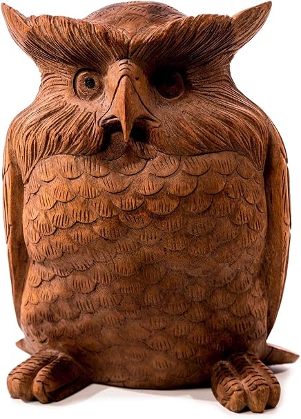 Windalf Rustikale Garten Deko Holzfigur Ozzy 30 Cm Grosse Eule Vintage Holzdeko Handarbeit Aus Holz Amazon De Garten