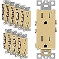 ENERLITES Elite Series Decorator Receptacle Outlet Child Safe Tamper-Resistant, Gloss Finish, Self-Grounding, 2-Pole, Residential Grade, 15A 125V, UL Listed, 61501-TR-GD-10PCS, Gold (10 Pack)