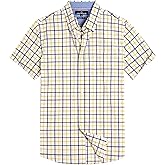 Alimens & Gentle Mens Plaid Short Sleeve Button Down Shirts Cotton Regular Fit Casual Gingham Shirts