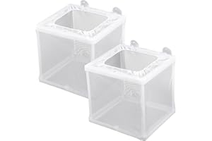 FDCLIXUVOL 2 Pack Fish Incubator Mesh Box Aquarium, 6.3" x 5.51" x 5.91" Breeder Box for Fish Tank White Nylon Mesh Fishes Breeder Boxes for Aquarium Juvenile Fishes Separation Net Fry Hatchery with Suction Cups