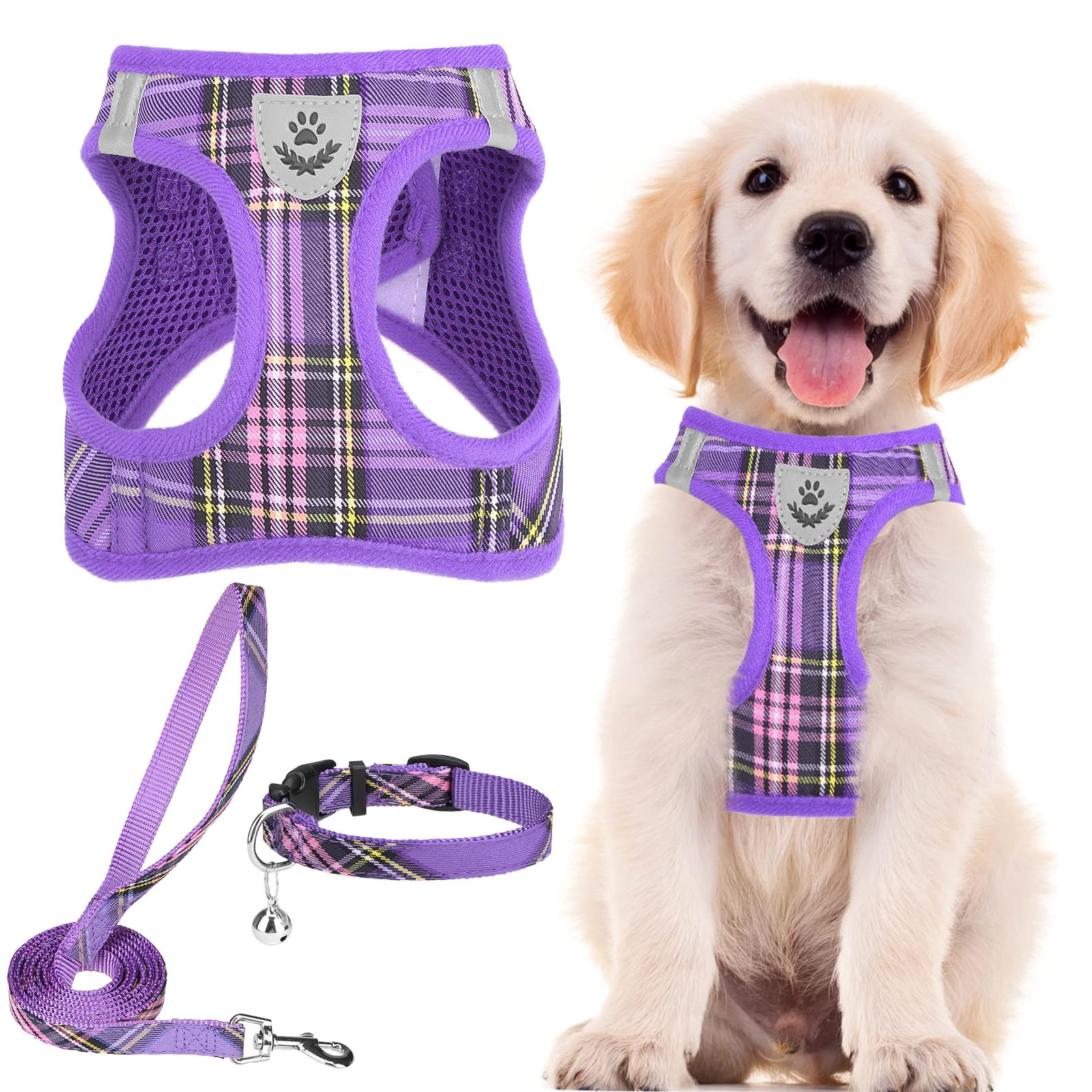 PUPTECK Dog Harness Small Dog with Collar and Lead Set Step-in No Pull Puppy Cat Harnesses for Daily Walking — image 1