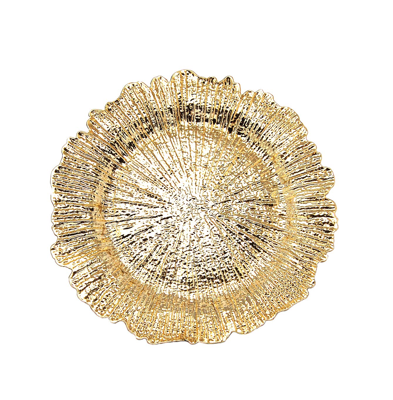 13" Round Plastic Charge plate with Flora Reef Design (6, Gold)