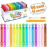 INSCRAFT Bubble Wand, 90 Pack Mini Bubble Wands Bulk 15 Colors for Halloween, Summer Toys, Wedding, Outdoor Indoor Activity U