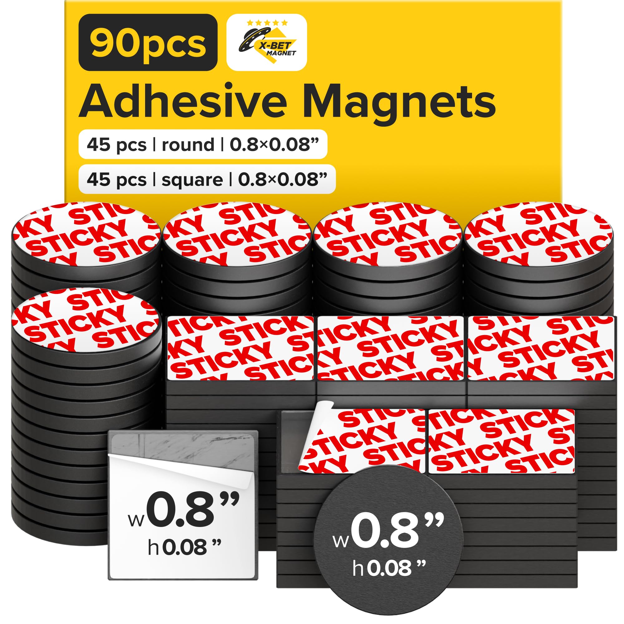 Mix Flexible Magnets with Adhesive Backing - (90pcs 0.8"x0.08"/2x0.2cm) Magnetic Tape for Whiteboard, Fridge - Stickers for Planning and Organization - Teacher Must Have - Classroom Supplies