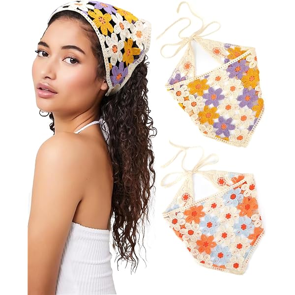 Amazon.com: Yanmucy 2 PCS Crochet Hair Bandanas for Women  display picture 1
