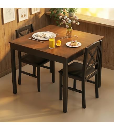 East West Furniture Set Tavolo E Sedie Cucina 5 Pezzi – Stile Mid-Century, Rovere, Tavolo 91x91 Cm