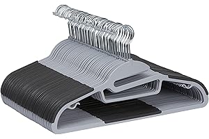 Amazon Basics Rubber Coated Plastic Hangers, Pack of 50, Gray