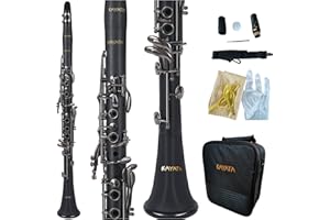 KAYATA B Flat Clarinet, Student Black Nickel Plated Clarinet with Reed, Cleaning Kit, Deluxes Canvas Case