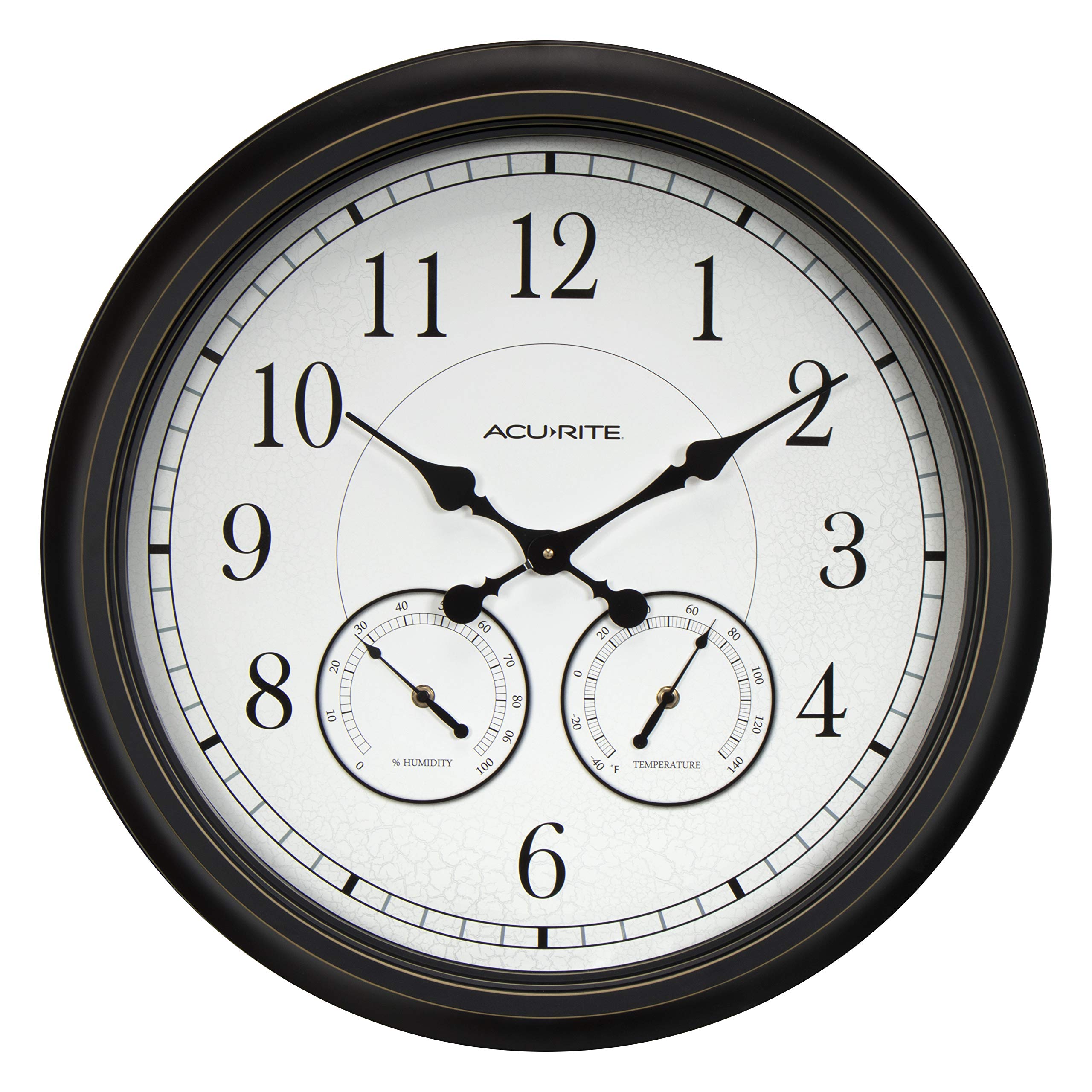 Photo 1 of AcuRite 75473 24-inch Weathered Black Wall Clock with Thermometer and Hygrometer