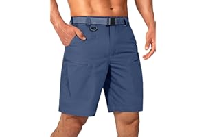 Shallowlulu Mens Cargo Hiking Shorts Water Resistant Quick Dry Lightweight Breathable Tactical Shorts with Nylon Belt