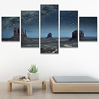 SIGNWIN 5 Panel Canvas Wall Art Astronomy & Space Cosmic Decorative Elements Dramatic Multicolor Photography for Home Decorations Ready to Hang - 60