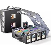 Dufvrpe Trading Card Storage Box, 3500+ MTG Deck Box with Commander Display | All-in-one card storage set with 4 dividers, 30 labels, dice box, acrylic holders, dual displays &amp; lid-secured handle