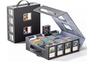 Dufvrpe Trading Card Storage Box – 3500+ Magnetic MTG Deck Box with Handle,Commander & Toploader Display, Dice Box,4 Dividers & 30 Color Labels – Fits for TCG,MTG,Yu-Gi-Oh and Sport cards