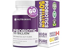 Nutrawave 50 BILLION Probiotics Women & Men, 15 Strains Active Culture. Relieves Bloating and Constipation, Improved Digestio