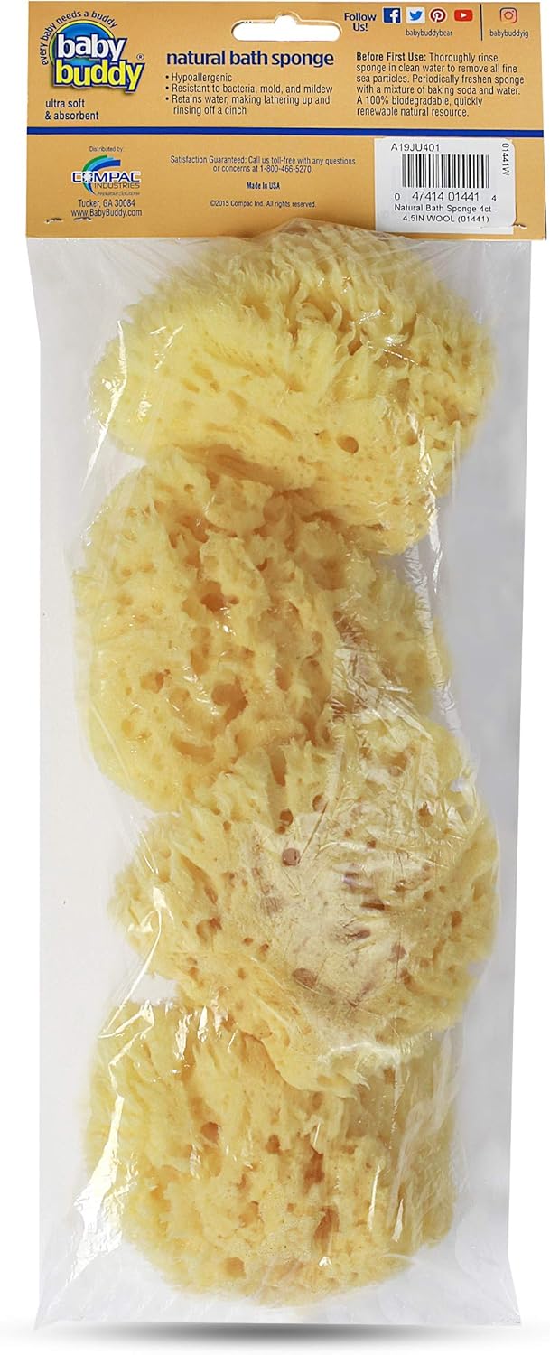 BABY BUDDY Ultra Soft Premium Sea Wool Sponge, 4in, Brown, 4 Pack, 4 count (Pack of 1) - Image 3