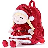 Gloveleya Plush Backpacks Toddler Backpack Removable Doll and Backpack Christmas Gifts Baby Girl Gift For 2 to 8 Years Girl Birthday Gifts With Red Doll
