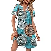 WIHOLL Dresses for Women 2026 Casual Summer V Neck Wedding Guest Dress Short Sleeve Fashion Beach Vacation Clothes