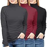 NY Threads Women's Long Sleeve Turtleneck Thermal Tops 3 Pack