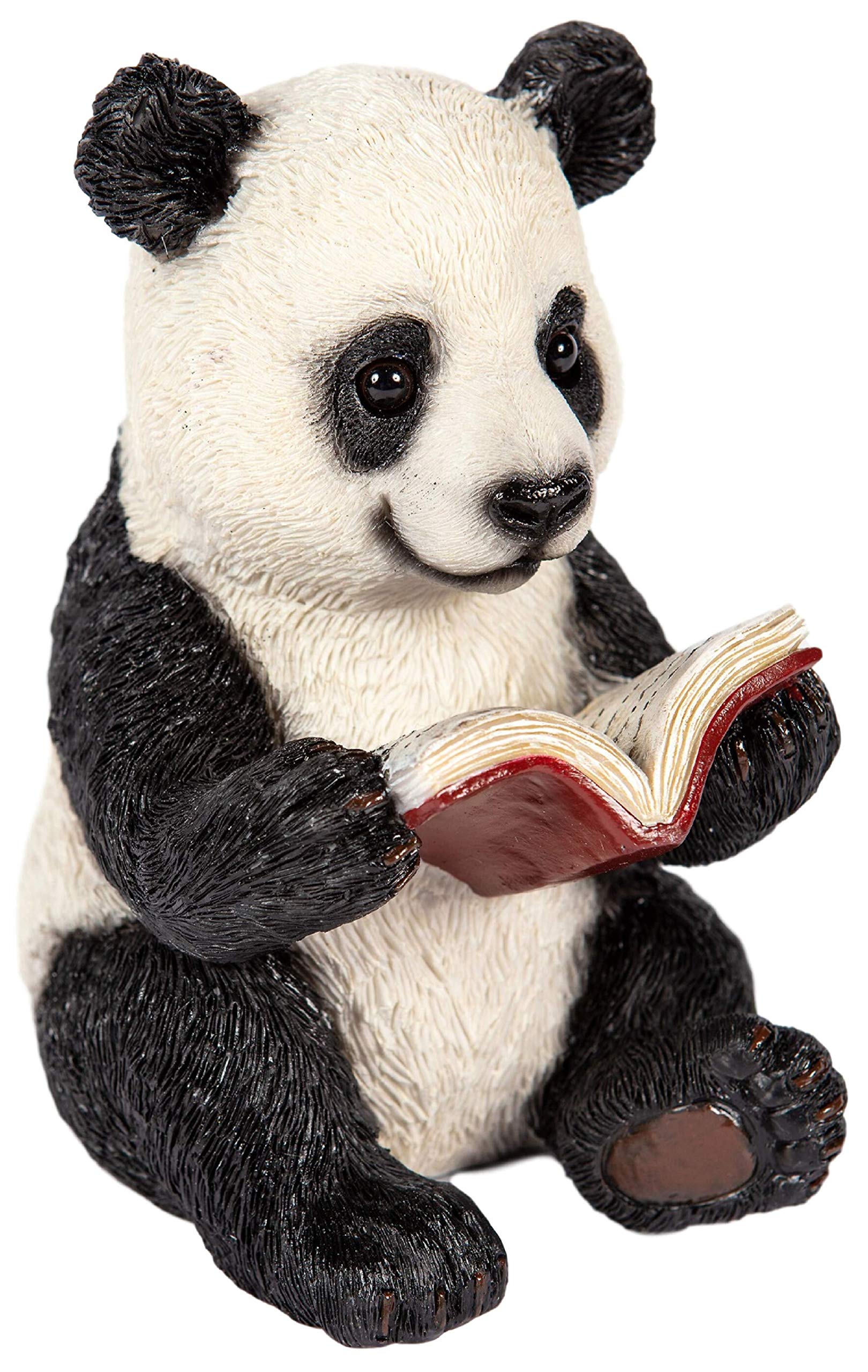 Novelty Garden Ornament Home Decor Resin Reading Panda Statue Figurine Jungle Themed Room Frostproof Weatherproof Patio Lawn
