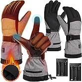 Baggyfly 2 Pairs Heated Gloves, 3 Heating Level Battery Operated Electric Gloves for Women Men, Full Touchscreen Waterproof Heating Hand Warmer Unisex for Winter Outdoor Skiing Hiking Hunting Cycling